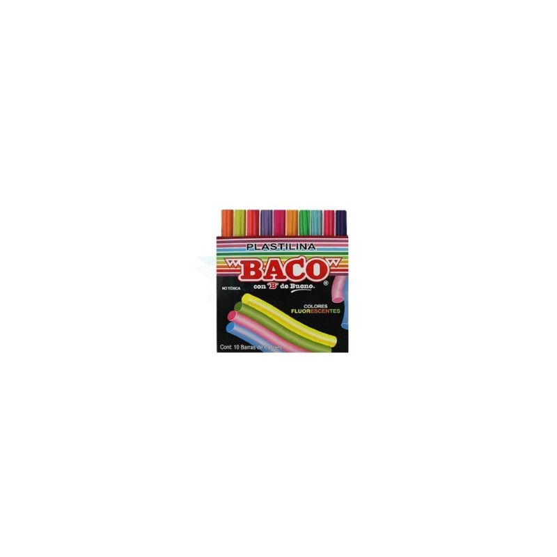 PLASTILINA EN CAJITA BACO C/10 COLORES FLUORESCENTES /100