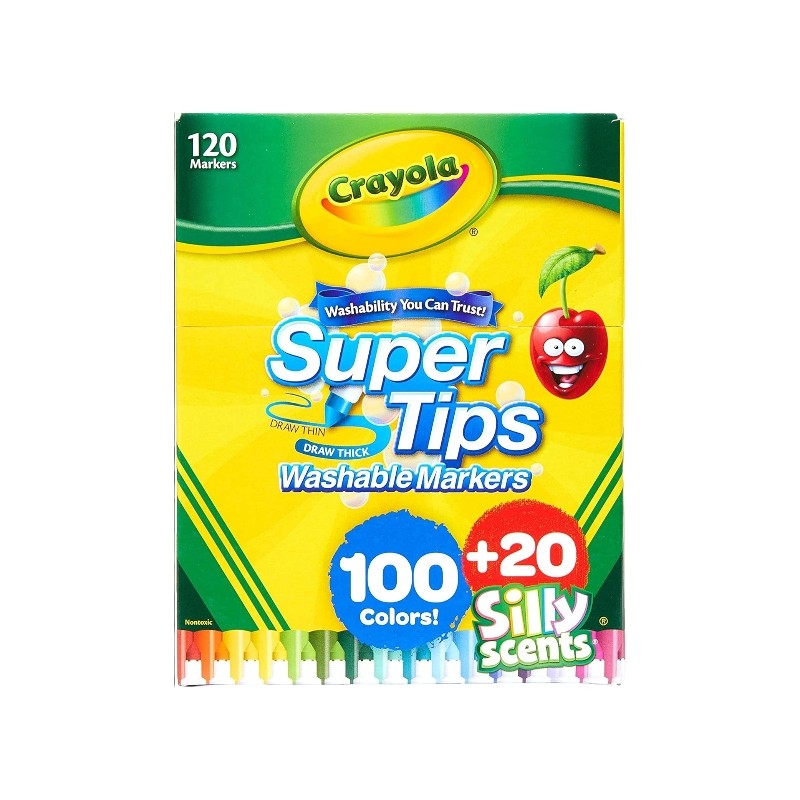 PLUMON CRAYOLA SUPER TIPS 100 + 20 COLORES LAVABLES 585120/ 8