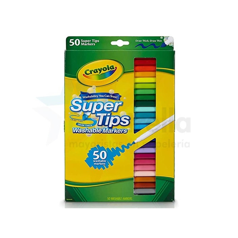 PLUMON CRAYOLA SUPER TIPS C/50 COLORES LAVABLES 585150 /24