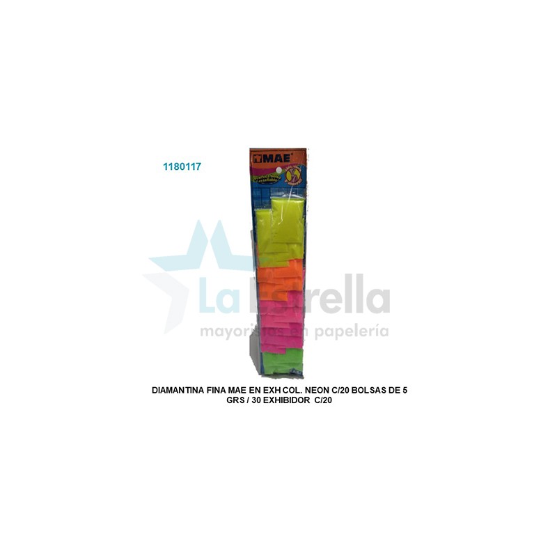DIAMANTINA FINA MAE EXH COL. NEON C/20 BOL. DE 5 GRS MDF-BL205SF /30
