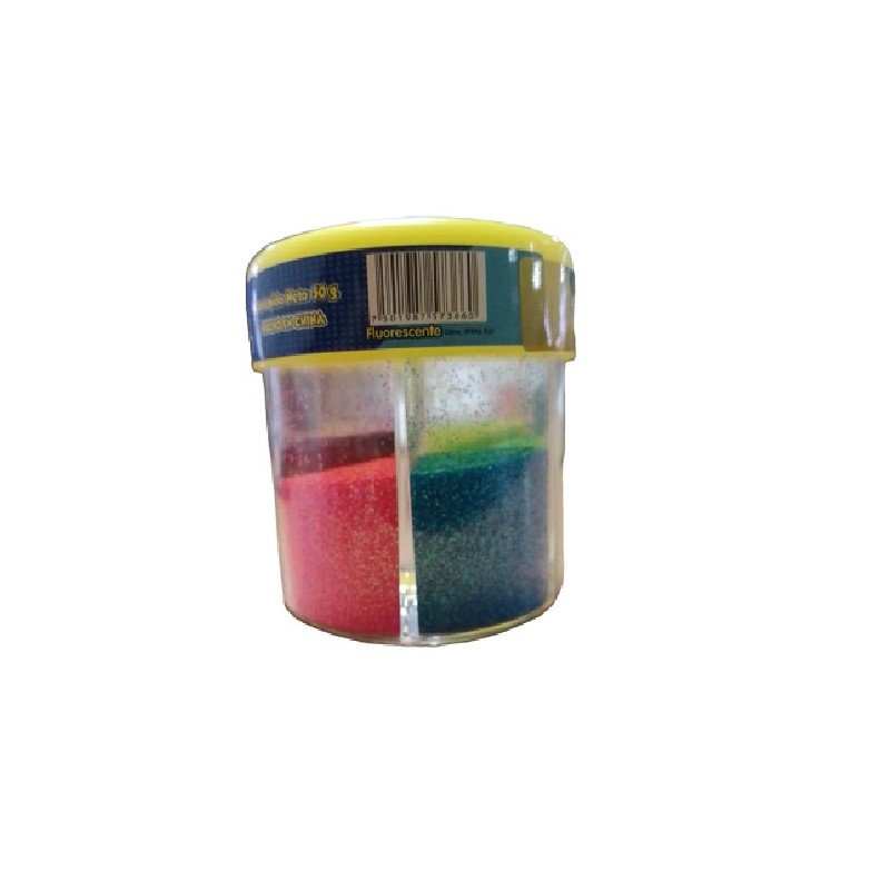 DIAMANTINA FINA PASCUA EN BOTE C/ 6 COLORES FLUORESCENTE 8FRAS6-FLU