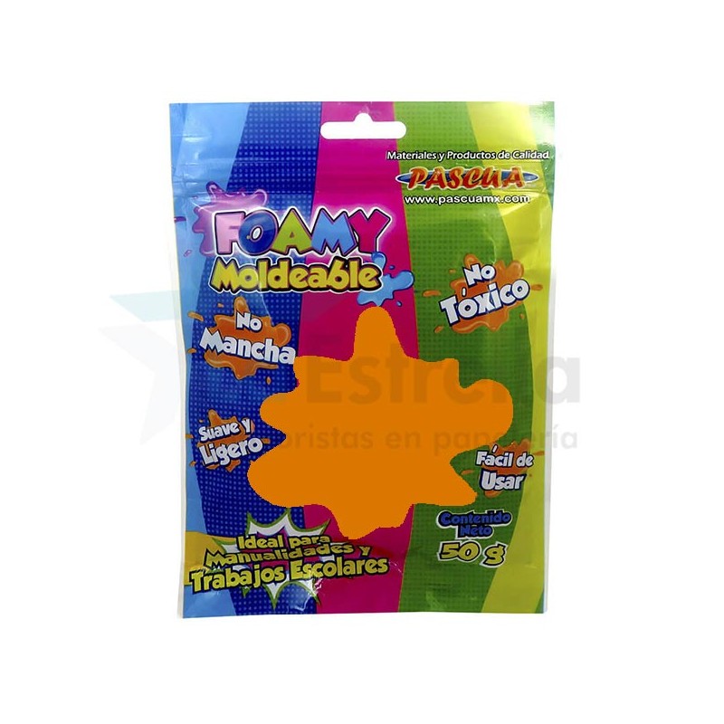 FOAMY MOLDEABLE PASCUA 50 GRS NARANJA FLUORESCENTE / 24