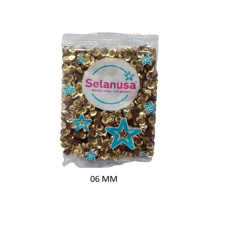 LENTEJUELA SELANUSA MED. 06 MM ORO DE 20 GRS /50