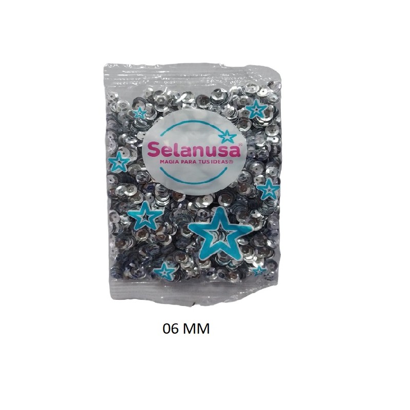 LENTEJUELA SELANUSA MED. 06 MM PLATA DE 20 GRS /50
