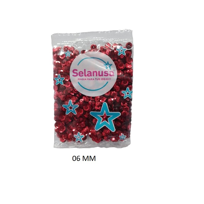 LENTEJUELA SELANUSA MED. 06 MM ROJO DE 20 GRS /50