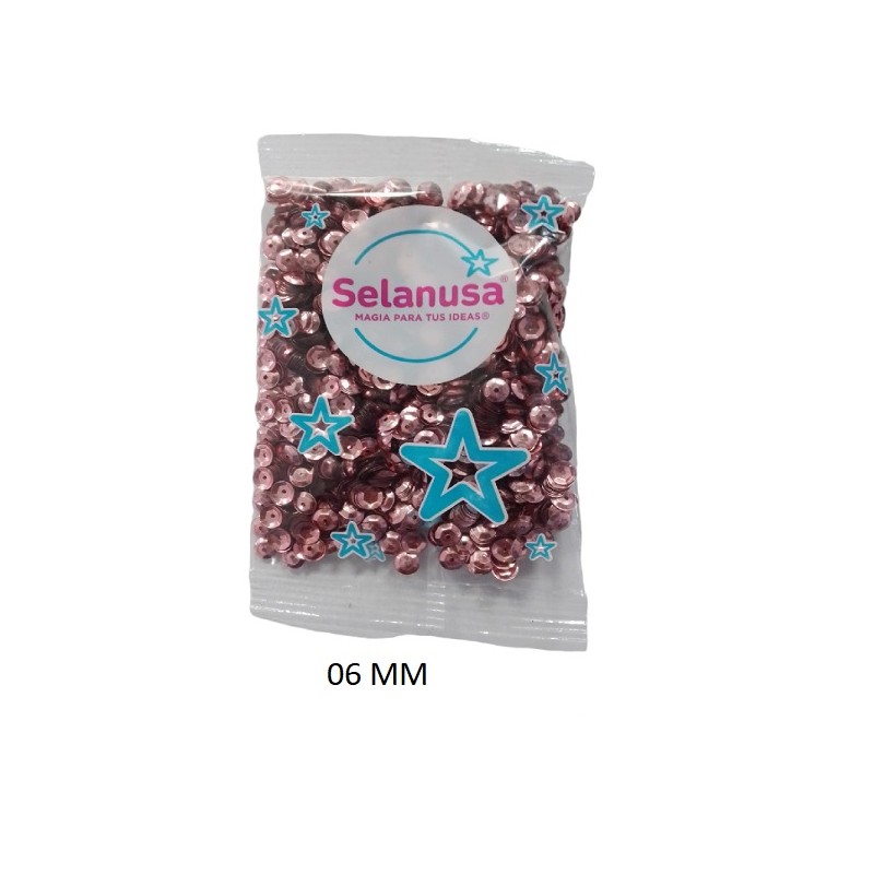 LENTEJUELA SELANUSA MED. 06 MM ROSA CLARO (SALMON) DE 20 GRS /50
