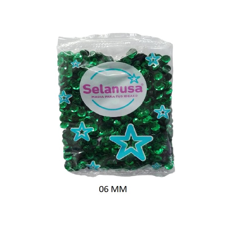 LENTEJUELA SELANUSA MED. 06 MM VERDE BANDERA DE 20 GRS /50