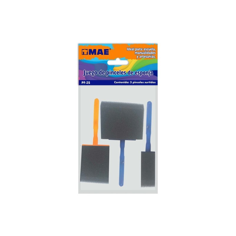 PINCEL DE ESPONJA MAE C/3 PIEZAS SURTIDAS MOD. PF-35 /144