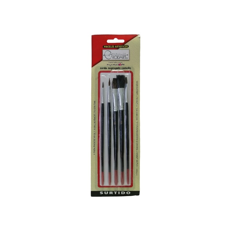 PINCELES ISEMARF ROJO C/PELO DE CAMELLO SURTIDO C/5 PINCELES /144