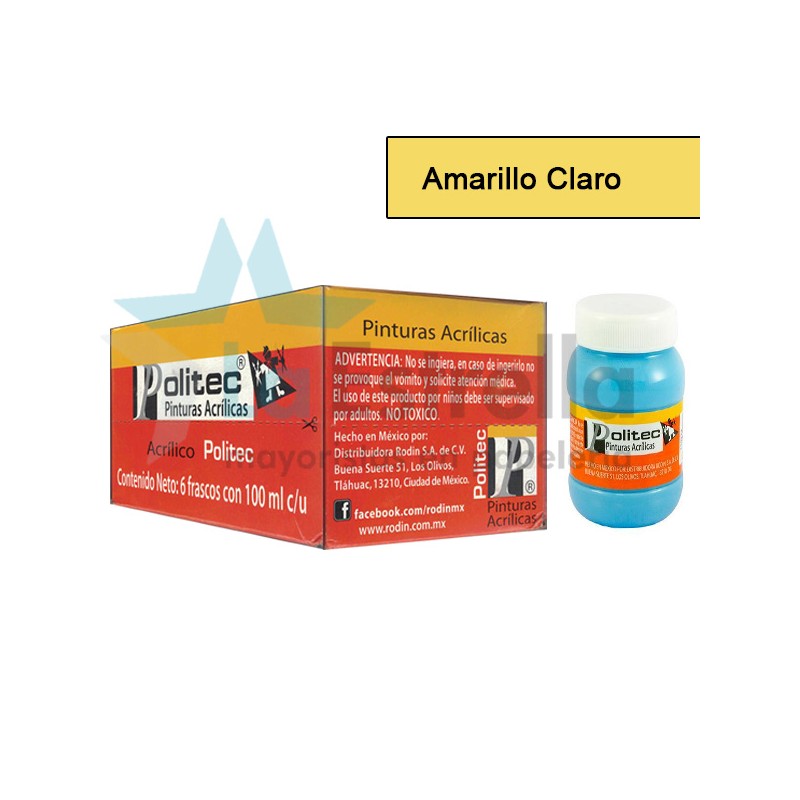 PINTURA ACRIL POLITEC ESC 100 ML AMARILLO CLARO RODIN 327 /6