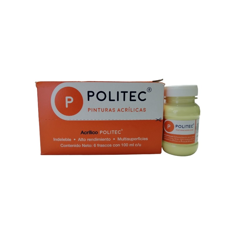 PINTURA ACRIL POLITEC ESC 100 ML AMARILLO PASTEL RODIN 329