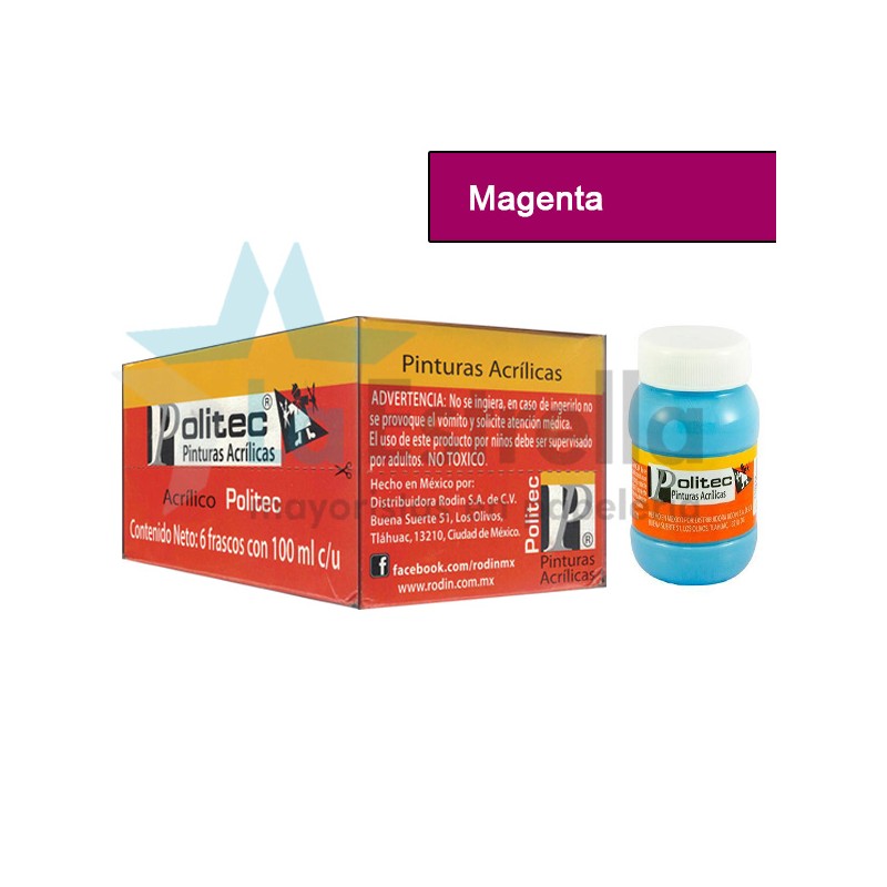 PINTURA ACRIL POLITEC ESC 100 ML MAGENTA RODIN 342 /6