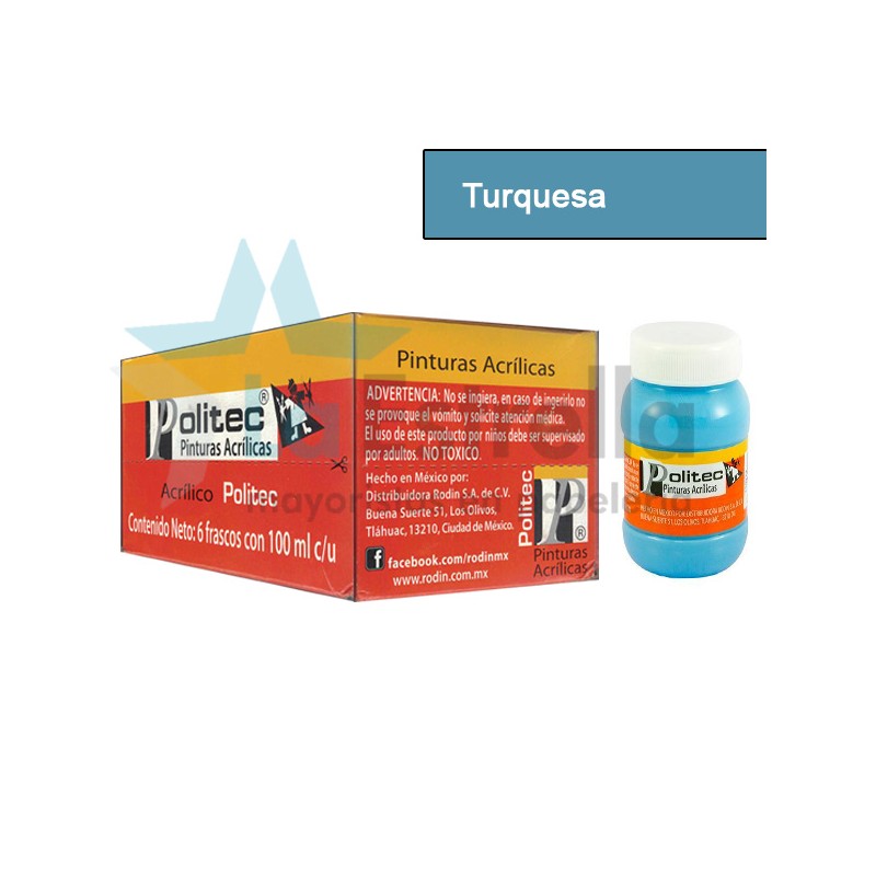 PINTURA ACRIL POLITEC ESC 100 ML TURQUESA RODIN 324 /6