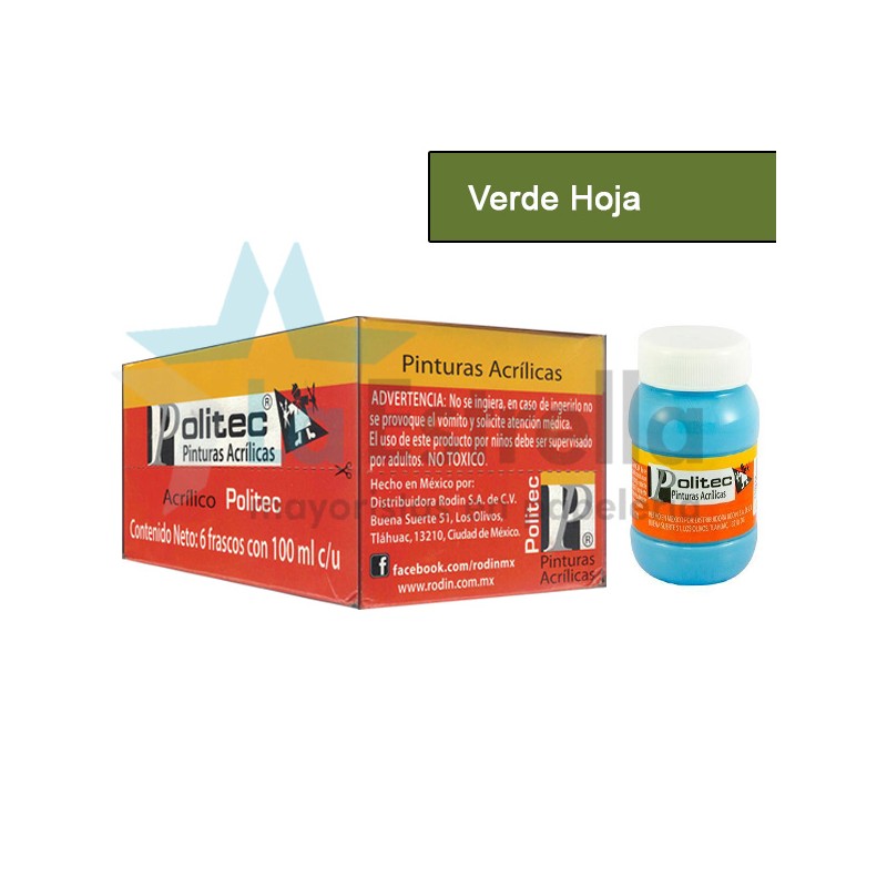 PINTURA ACRIL POLITEC ESC 100 ML VERDE HOJA RODIN 328 /6