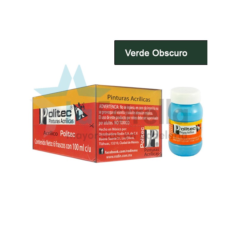 PINTURA ACRIL POLITEC ESC 100 ML VERDE OBSCURO RODIN 306 /6