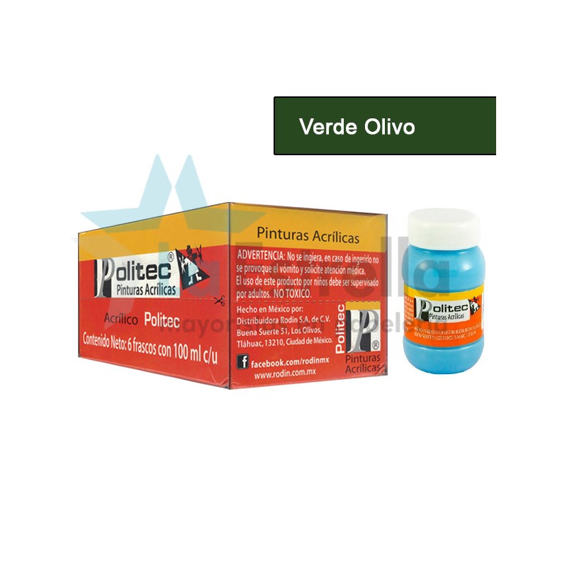 PINTURA ACRIL POLITEC ESC 100 ML VERDE OLIVO RODIN 336 /6