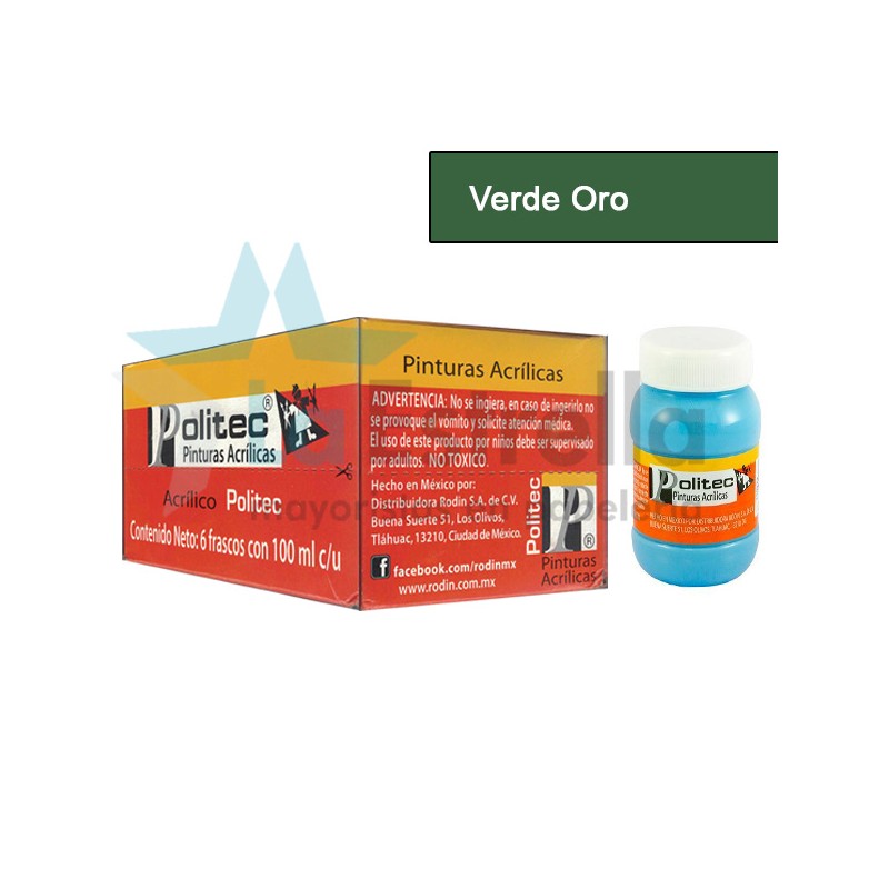 PINTURA ACRIL POLITEC ESC 100 ML VERDE ORO RODIN 330 /6