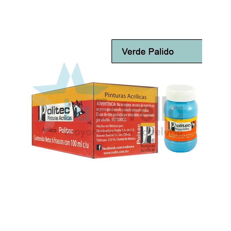 PINTURA ACRIL POLITEC ESC 100 ML VERDE PALIDO RODIN 333 /6
