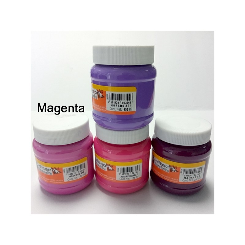 PINTURA ACRIL POLITEC ESC 250 ML MAGENTA RODIN 342 /12