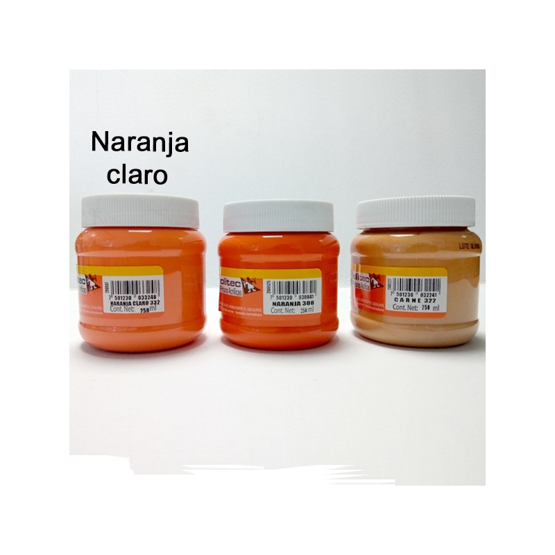 PINTURA ACRIL POLITEC ESC 250 ML NARANJA CLARO RODIN 332 /12