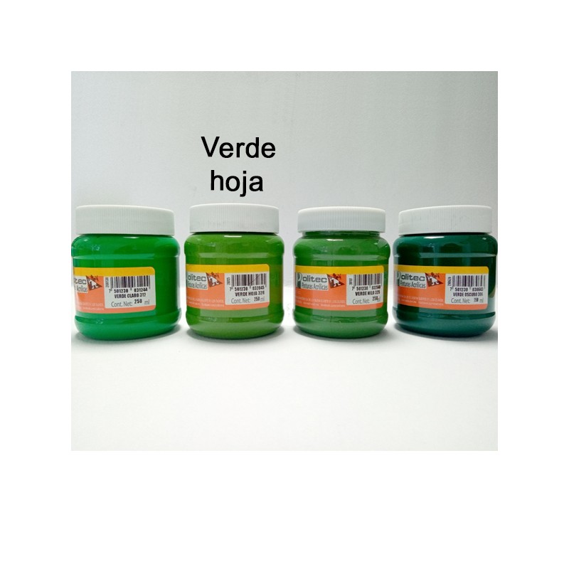 PINTURA ACRIL POLITEC ESC 250 ML VERDE HOJA RODIN 328 /12