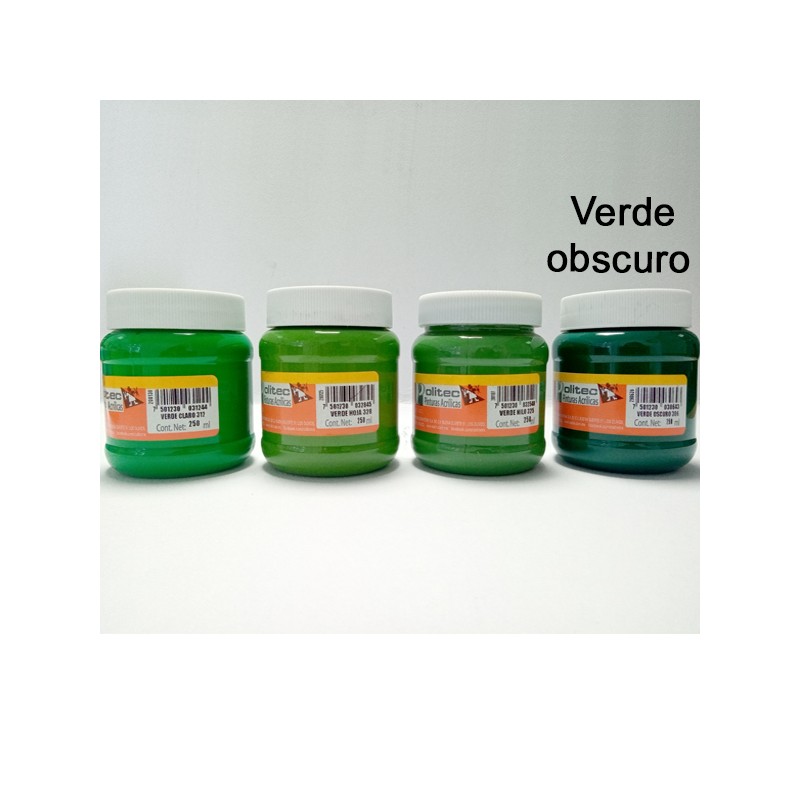 PINTURA ACRIL POLITEC ESC 250 ML VERDE OBSCURO RODIN 306 /12