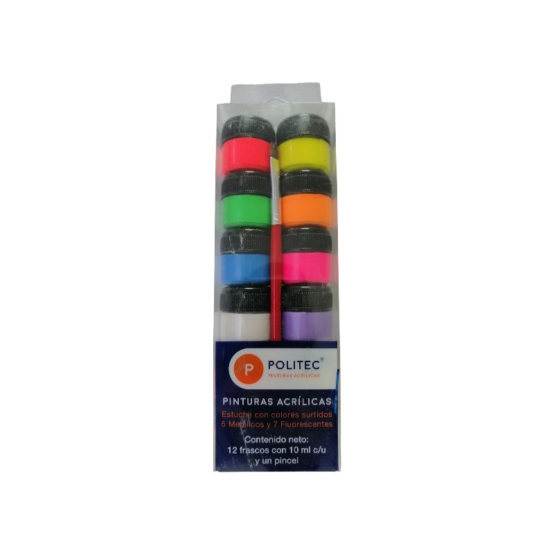 PINTURA POLITEC C/12 FRASCOS DE 10ML C/U 2NACA+3MET+7FLUO