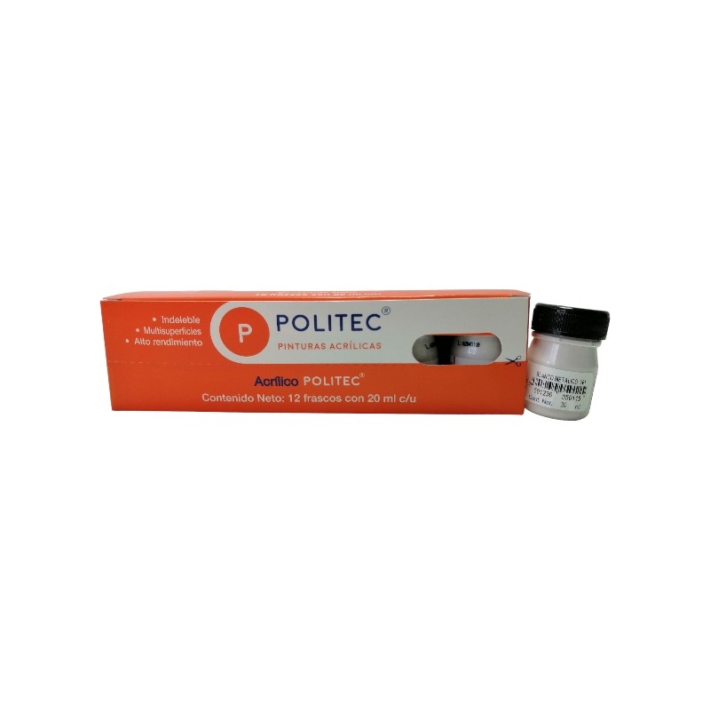 PINTURA POLITEC LINEA 500 METALICOS BLANCO C/20 ML 501
