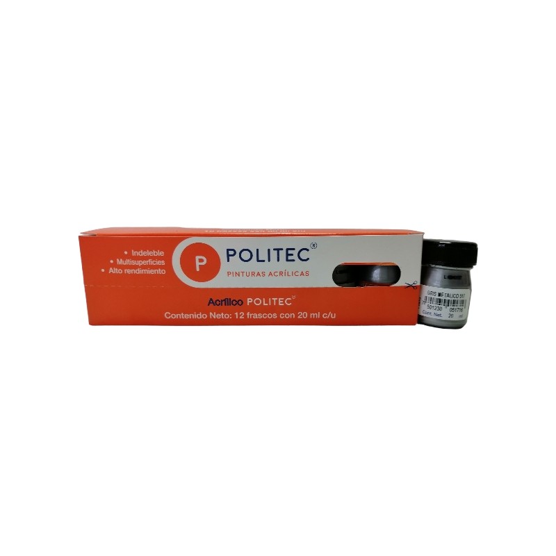 PINTURA POLITEC LINEA 500 METALICOS GRIS C/20 ML 517