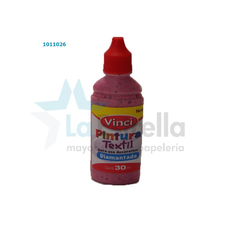 PINTURA TEXTIL VINCI DIAMANTADA ROJO 30 ML /48