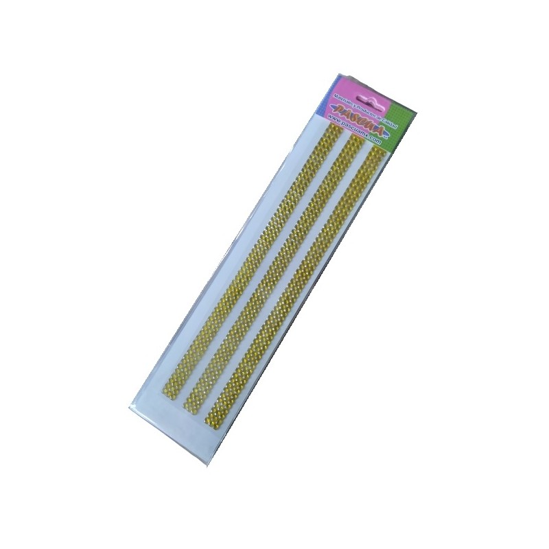 TIRAS DE DIAMANTE PASCUA CUADRO 4 MM 3 LIN. ACRI. DORADO PIED-3GPA 4x4-JA / 12