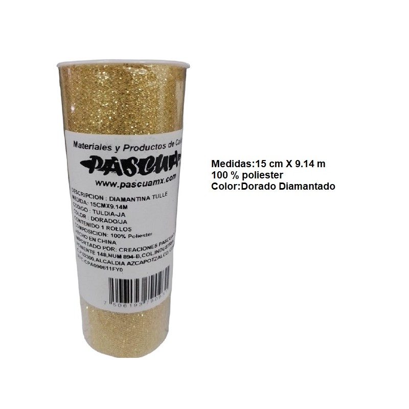 TUL METALICO DECORATIVO PASCUA DORADO 15 x 9.14 CMS