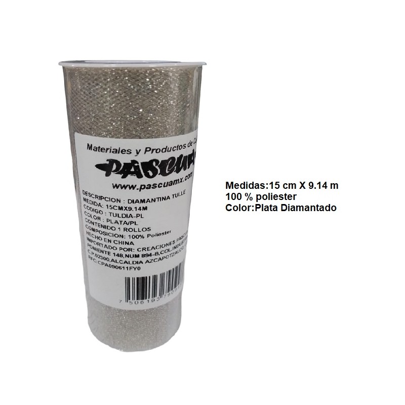 TUL METALICO DECORATIVO PASCUA PLATA 15 x 9.14 CMS