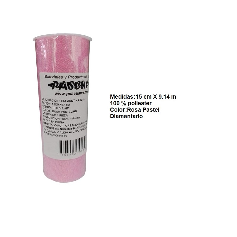 TUL METALICO DECORATIVO PASCUA ROSA PASTEL 15 x 9.14 CMS