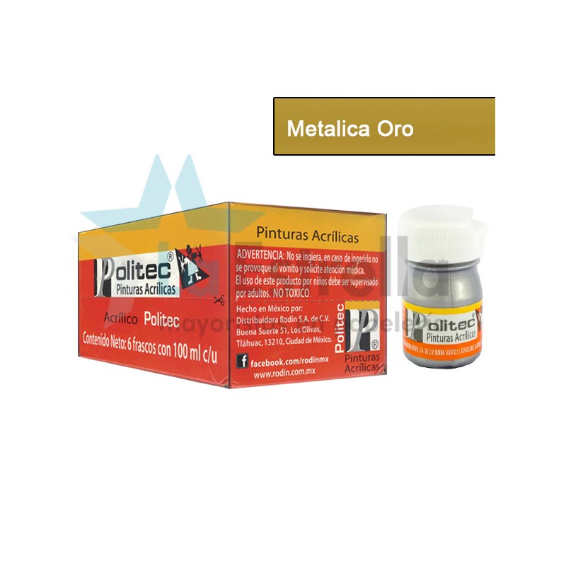 PINTURA ACRIL POLITEC ESC 100 ML METALICA ORO RODIN /6