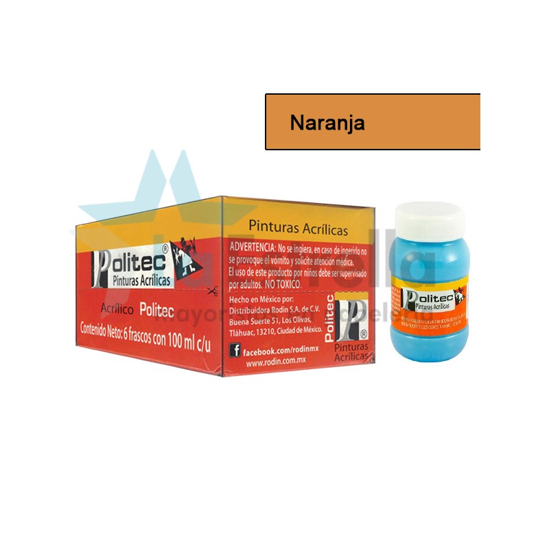 PINTURA ACRIL POLITEC ESC 100 ML NARANJA RODIN 308 /6