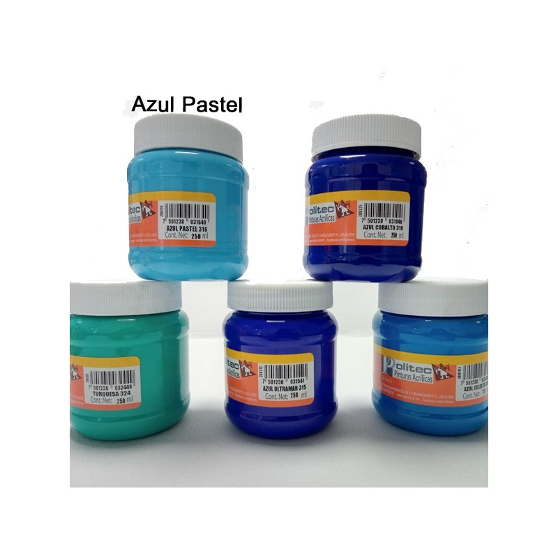 PINTURA ACRIL POLITEC ESC 250 ML AZUL PASTEL RODIN 316 /12