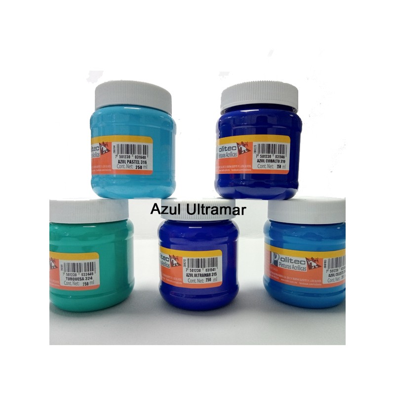 PINTURA ACRIL POLITEC ESC 250 ML AZUL ULTRAMAR RODIN 315 /12