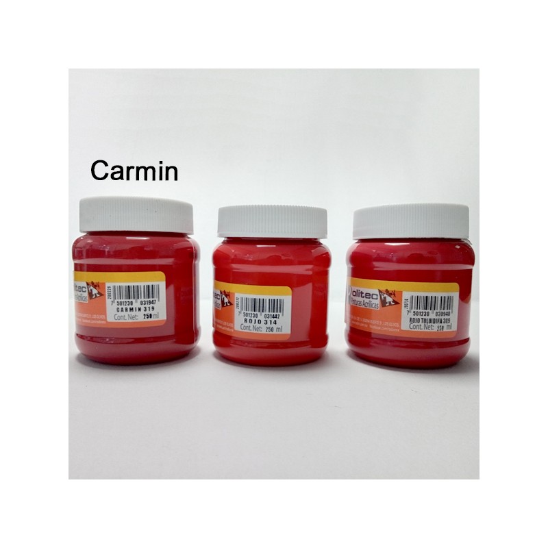 PINTURA ACRIL POLITEC ESC 250 ML CARMIN RODIN 319 /12
