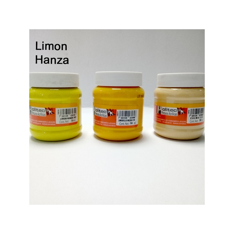 PINTURA ACRIL POLITEC ESC 250 ML LIMON HANZA RODIN 307 /12
