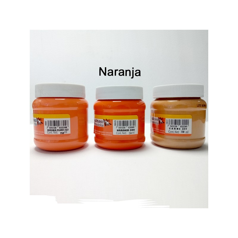 PINTURA ACRIL POLITEC ESC 250 ML NARANJA RODIN 308 /12