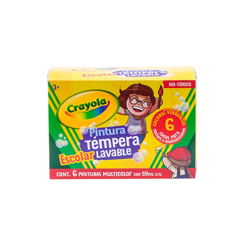 PINTURA CRAYOLA TEMPERA LAVABLES MULTICOLOR C/6 BOTES 59 ML/6