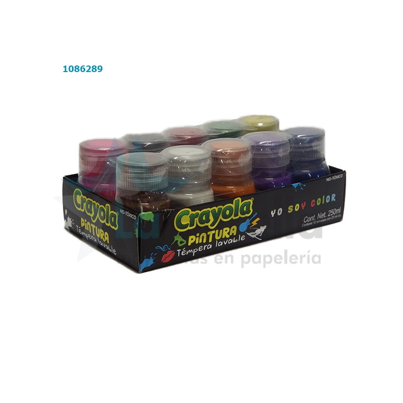 PINTURA CRAYOLA TEMPERA LIQUIDA C/10 BOTES 25 ML C/U 542102 /12