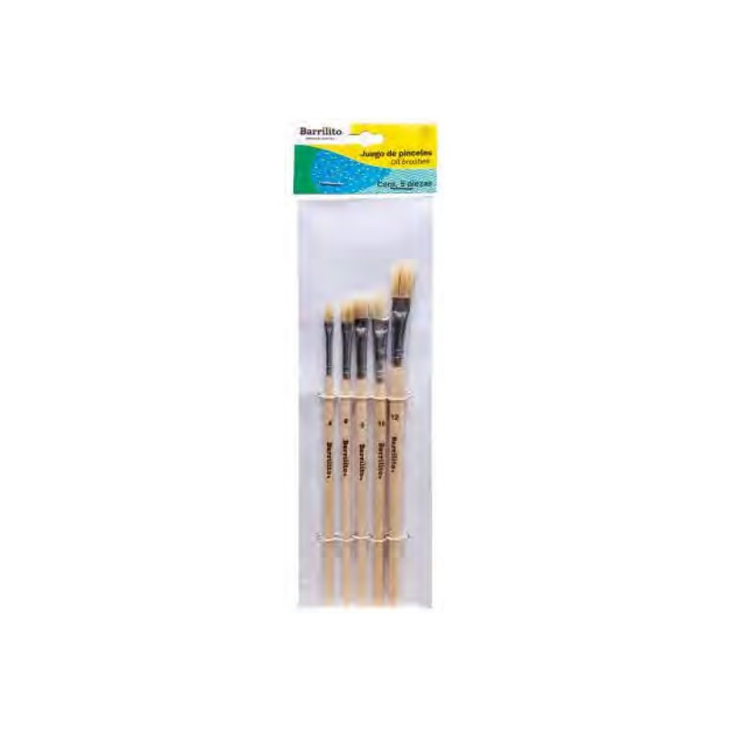 PINCELES BARRILITO PLANOS P/ OLEO C/5 PZAS KOP5 12/48