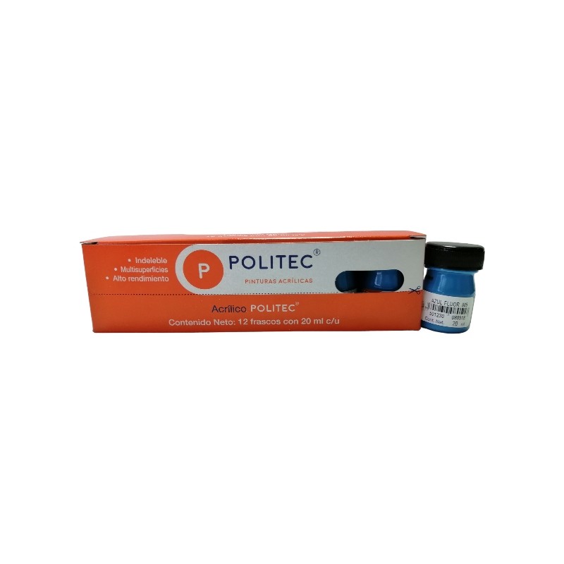 PINTURA ACRIL FLUO POLITEC L-800 20 ML AZUL 805 /12