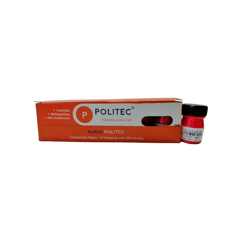 PINTURA ACRIL FLUO POLITEC L-800 20 ML ROJO 802 /12