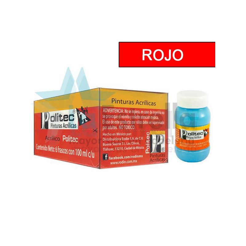 PINTURA ACRIL POLITEC ESC 100 ML ROJO 314 /6