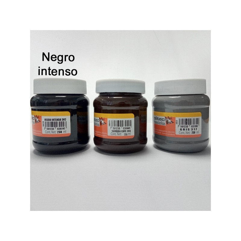 PINTURA ACRIL POLITEC ESC 250 ML NEGRO INTENSO RODIN 302 /12