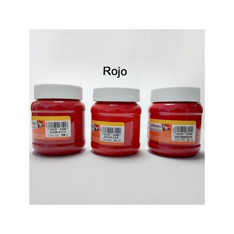 PINTURA ACRIL POLITEC ESC 250 ML ROJO 314 /12
