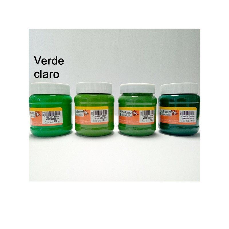 PINTURA ACRIL POLITEC ESC 250 ML VERDE CLARO RODIN 312 /12